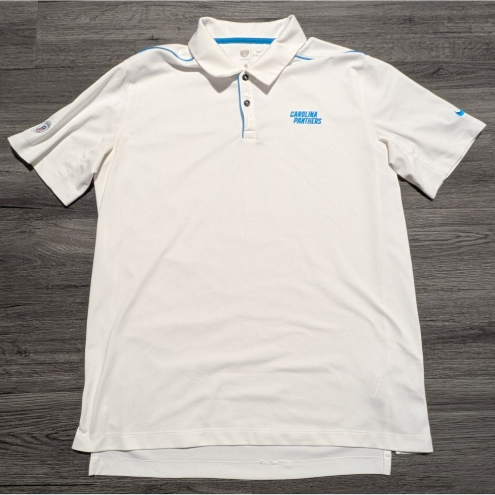 Nike NFL On Field Apparel Men's White Carolina Panthers Polo Size‎ Large